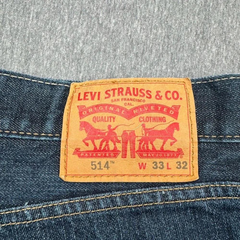 Levi's 514 Jeans Straight Mens Sz 33x32 Fits 34x32 Dark Wash Blue Jeans‎